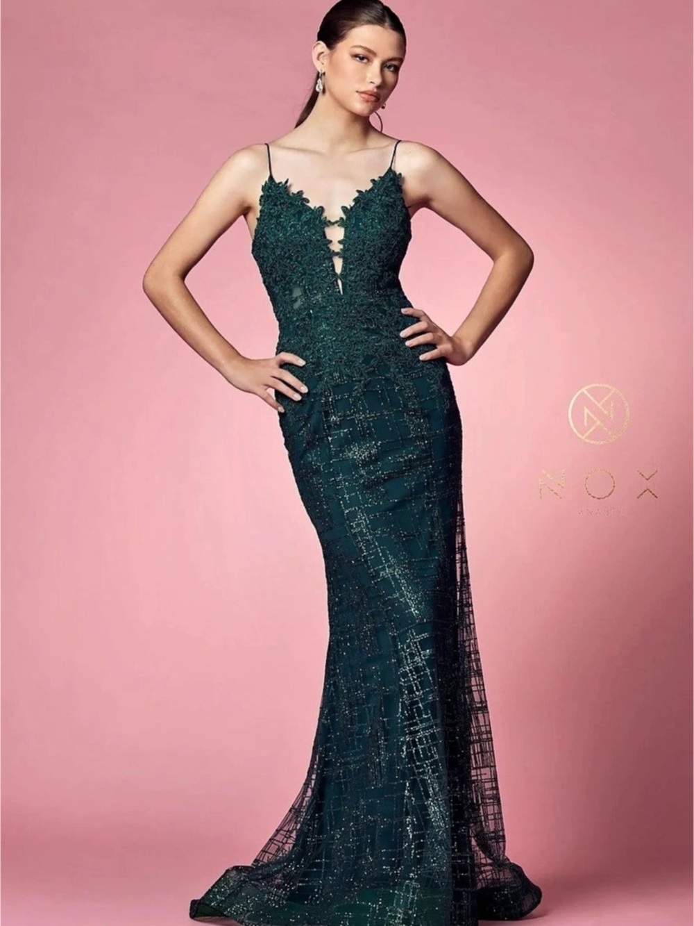 NOX ANABEL Green Geometric Maxi Dress Size 6 Perfect for Christmas